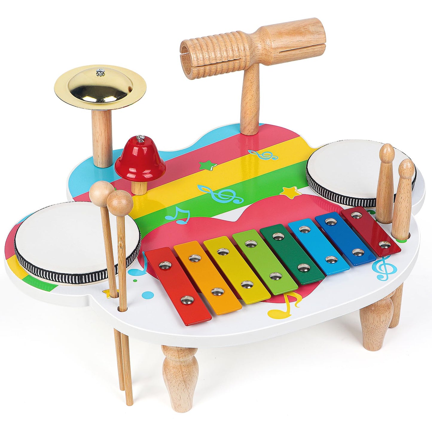 Aklot Hand Held Drum Percussion Musical Educational Instrument For Adults Party Kids Dance & Song Accompaniment (Kid Drum Set, 1