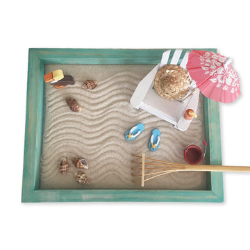 Mini Beach Zen Garden for Relaxation and Meditation, Tropical Island Getaway Escape at Your Desk
