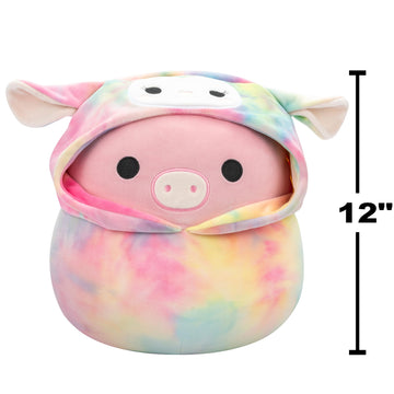 Squishmallows Original 12In Peter The Pink Pig In Rainbow Lamb Costume - Official Jazwares Easter Plush (Medium-Sized)