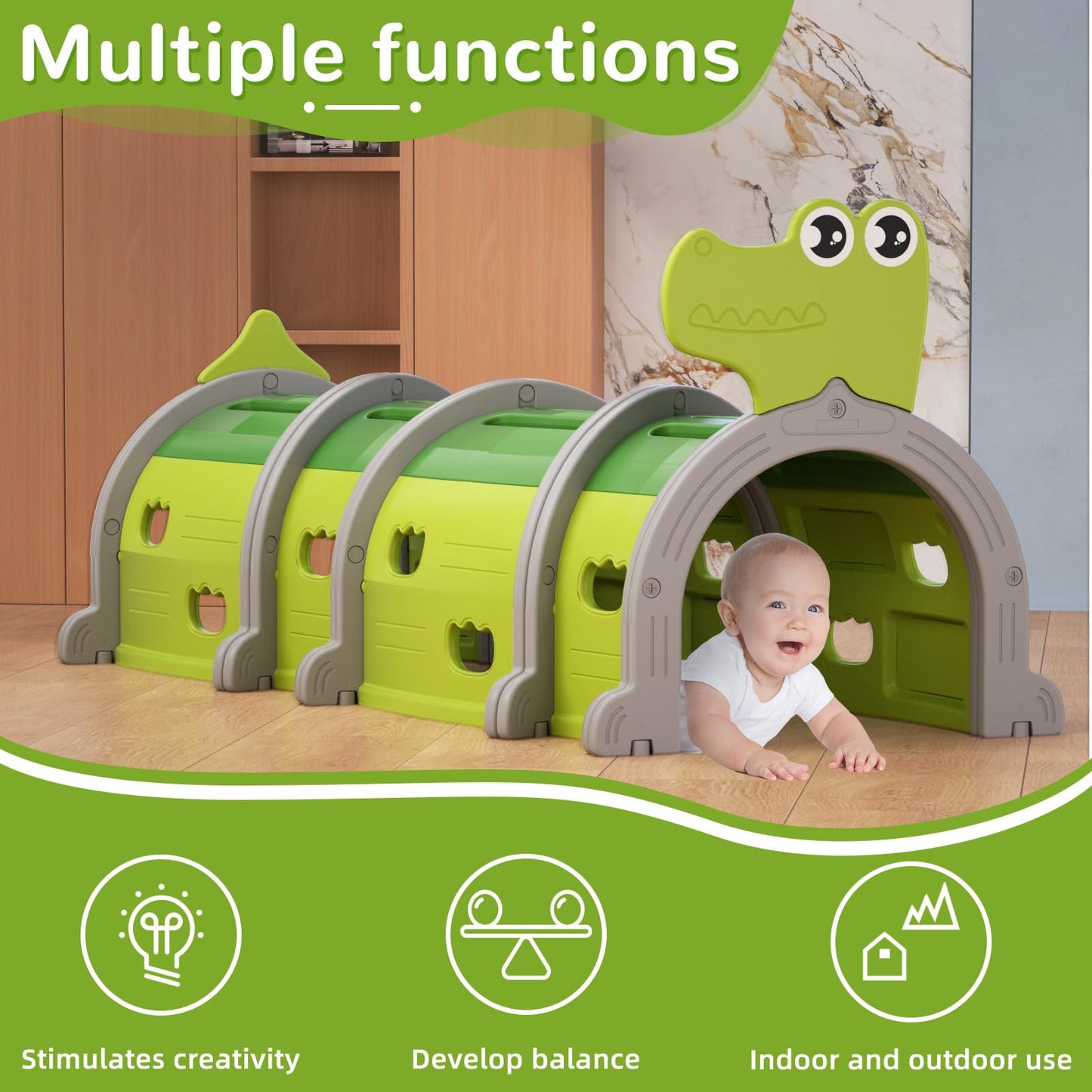 Glaf Tunnel Toys For Toddlers Climb And Crawl Baby Tunnels Play Tunnel For Kids 3-6 Years Old Indoor & Outdoor Toddler Play Equi