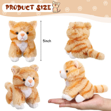 Leitee 16 Pcs Cat Plush Toy Set - Cute 5 Inch Stuffed Animals, Polyester, Fluffy, Assorted Styles for School & Party Favors