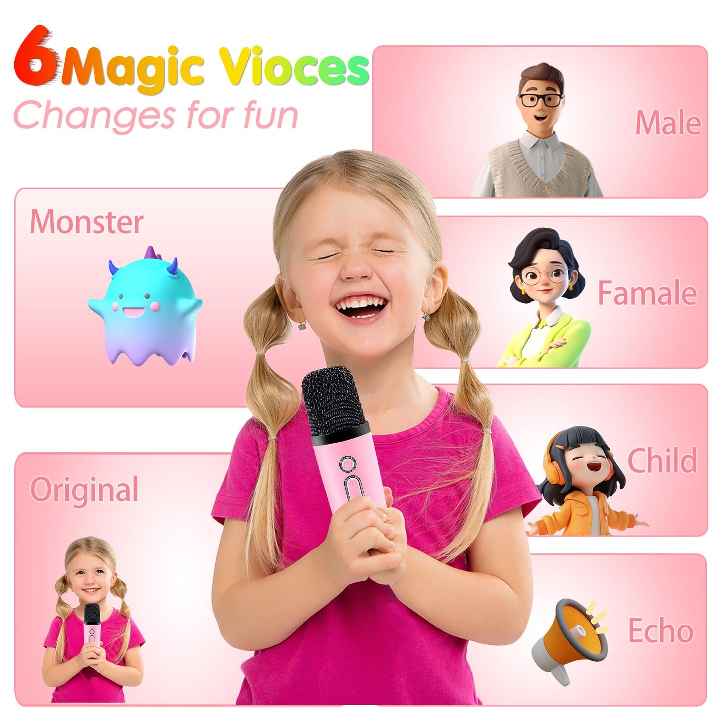 Mini Karaoke Machine For Kids Adults, Portable Bluetooth Speaker With 2 Wireless Microphones, Christmas Birthday Gifts Party Toy