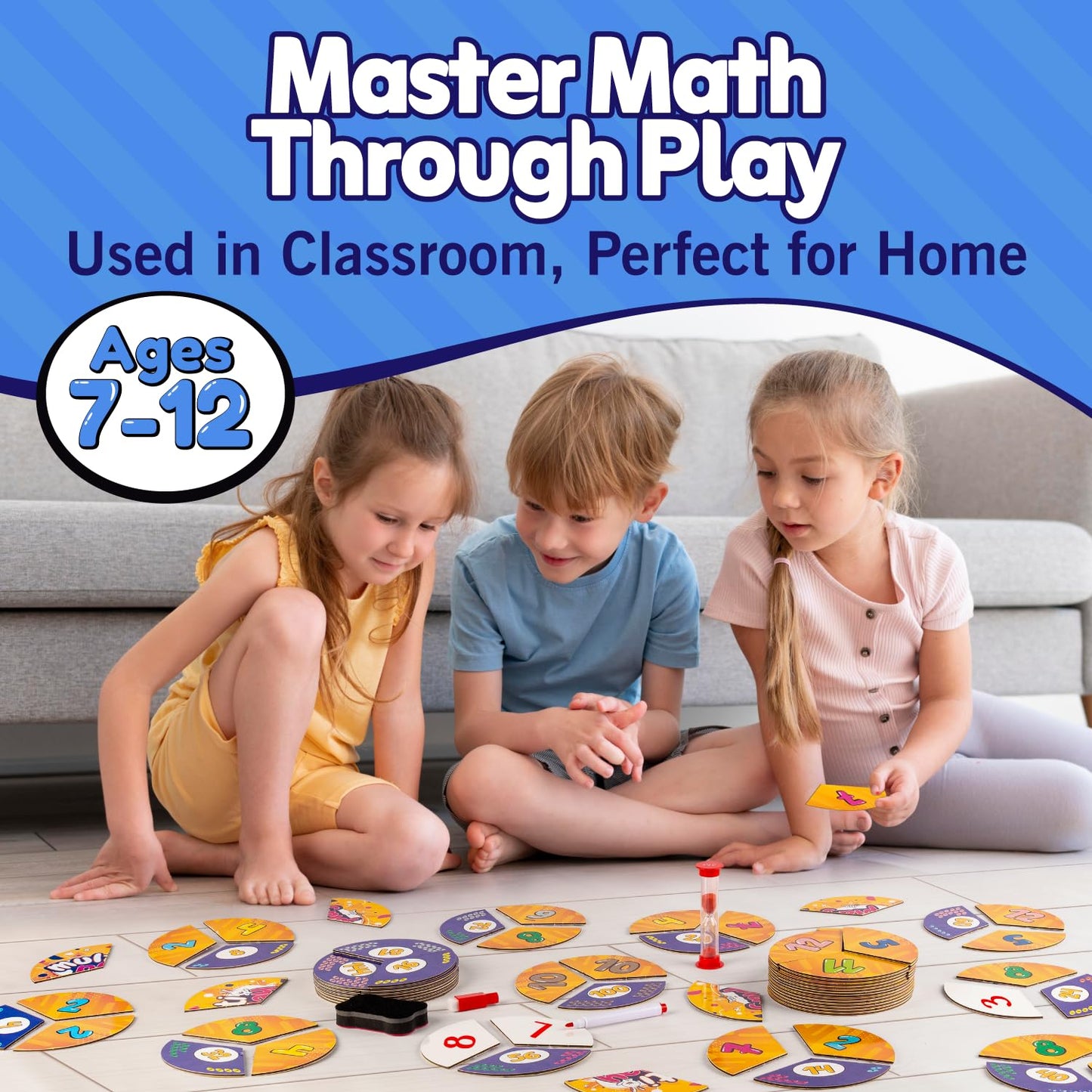 Active Learning Flash Cards - 112 Oversized Cards, Math Card Games, Math Flash Cards, Multiplication Game, Division (Multiply)