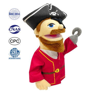 Okegztoa 16'' Entriloquist Puppet, Hand Puppet For Kids And Adults, Plush Pirate With Removable Mouth, Ages 4-8, Scalable Contro