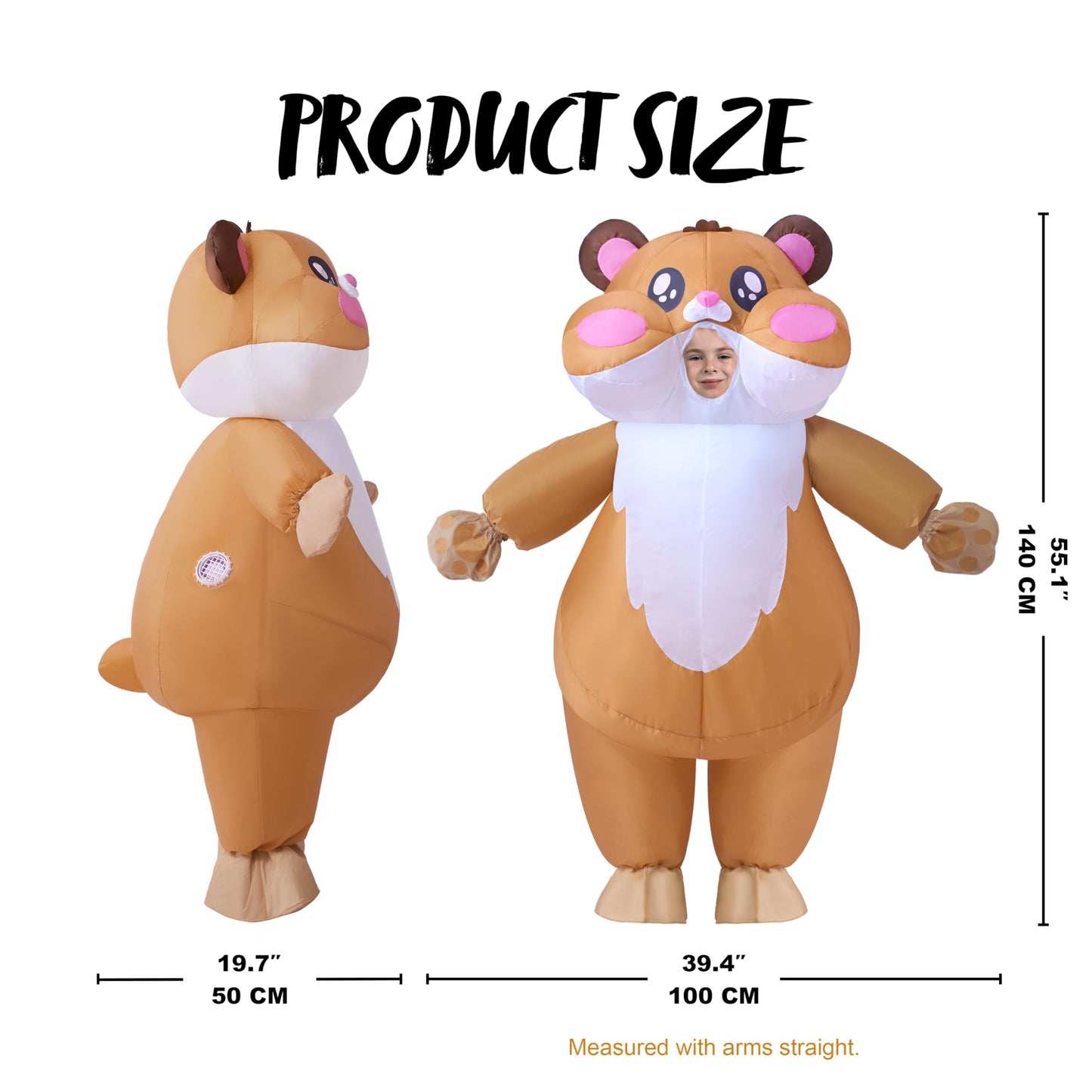 Spooktacular Creations Kids Halloween Inflatable Costumes Full Body Hamster Blow-up Costume with a pair of Gloves Cute Hamster Inflatable Suit for Halloween Cosplay Parties