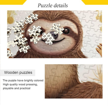 Goodold Cute Sloth Puzzles For Adults And Kids 500 Pieces, Wooden Jigsaw Puzzles, Happy Family Games Ideal