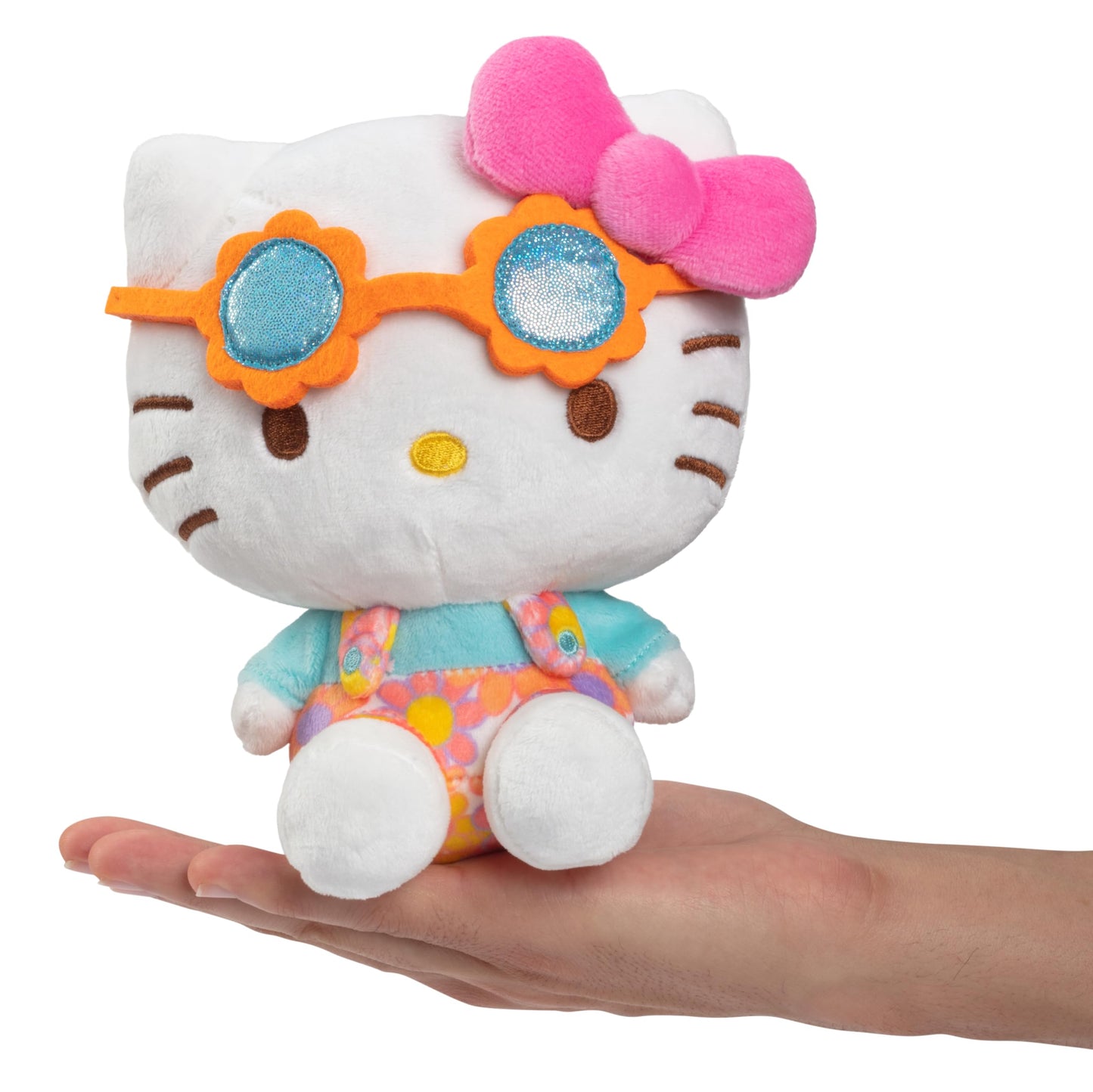 Hello Kitty And Friends Easter 8' Plush W/Flower Overalls & Sunglasses - Officially Licensed Sanrio - Soft Doll Stuffed Toy Figure - Basket Stuffer Gift For Kids, Girls, Boys - 2+