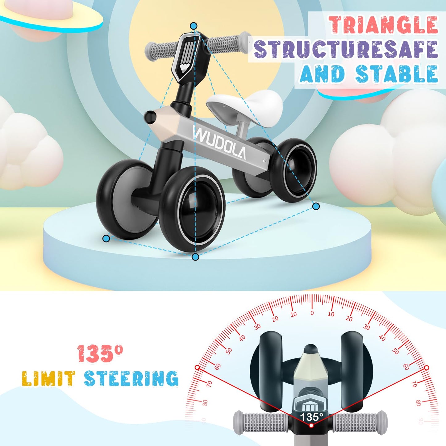 Wudola Baby Balance Bike Toy for 1 Year Old Boys Girls 10-36 Months, Toddler Balance Bike Best First Birthday Gifts Baby Bike an