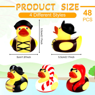 2 Inch Mini Pirate Rubber Ducks Toys Cruise Ducks Cute Yellow Duck Decor Bathtub Pool Toys Pirate Party Favors For Carnival Supplies Baby Shower Birthday Party Favor Gifts(48 Pcs)
