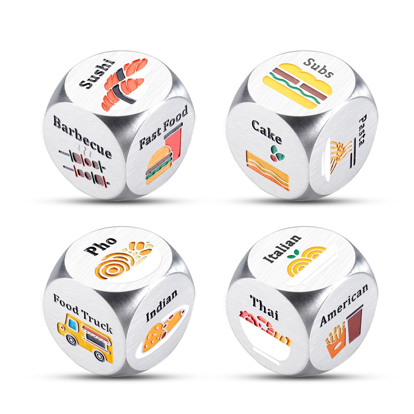 4 PCS Food Dice for Couples 50th 11th Anniversary Steel Gifts for Him Her Boyfriend Gifts from Girlfriend Bachelorette Gifts Bri