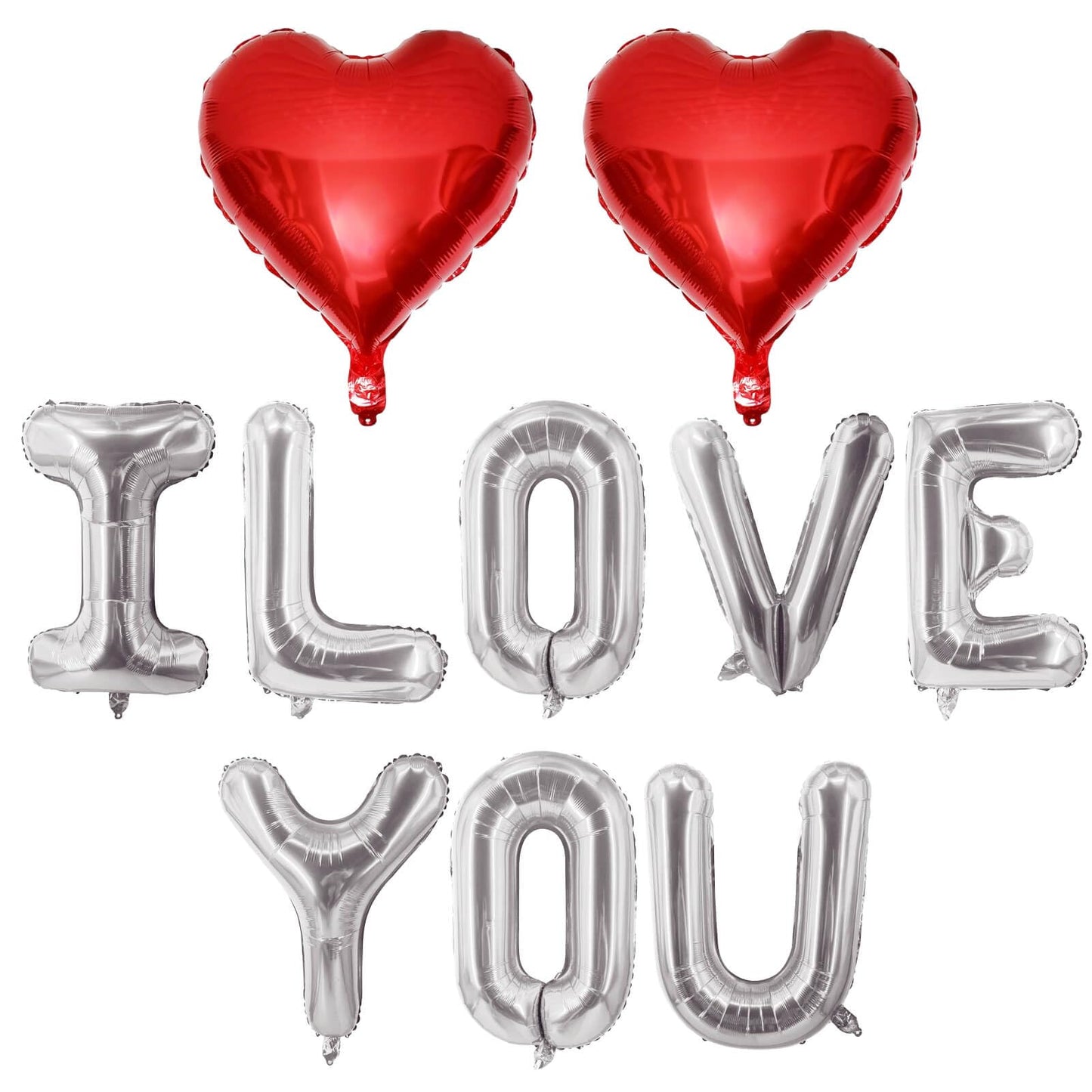 Red Heart Balloons Silver I Love You Balloons For Valentines Day Decorations Bridal Shower Wedding Party Supplies Decorations
