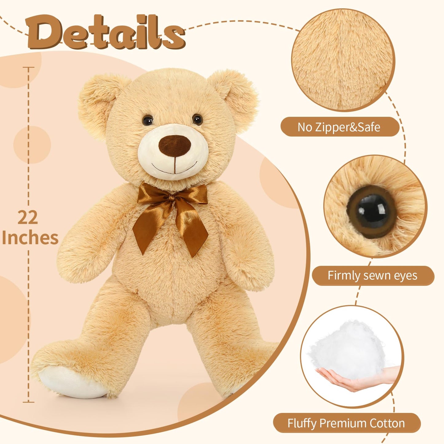 Morismos Teddy Bear Stuffed Animals, 20' Bulk Teddy Bears Plush For Kids, Medium Size Bears For Baby Shower, Christmas