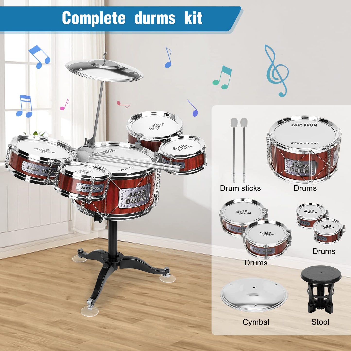 Toddler Musical Toys Drum Set For Kids Age 2-4 - Jazz Rock Drum Kit Set Musical Instruments Toy For Christmas Party Birthday Gif