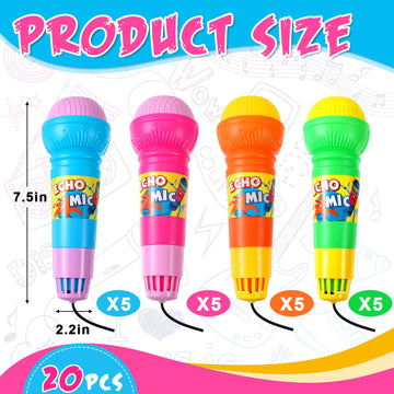 20 Pieces Echo Microphone Toy Play Microphones For Kids Bulk Fun Voice Amplifying Microphone Toy Multicolored Retro Toys Battery