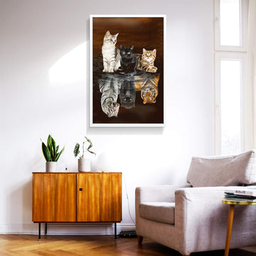 Jigsaw Puzzles 1000 Pieces for Adults - Three Cats Reflection - Wooden Puzzle - Unique Suitable for Teenagers and Adults (75x50c