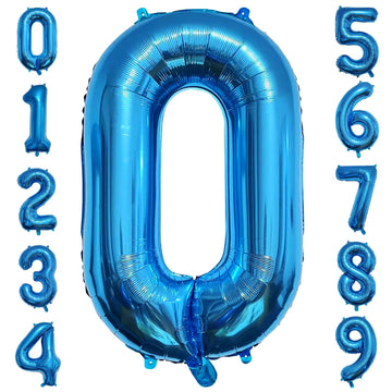 Paticool 40 Inch Blue Number Balloon 0, Large Number Foil Mylar Balloons For Birthday Party Celebration Decorations Supplies, Di