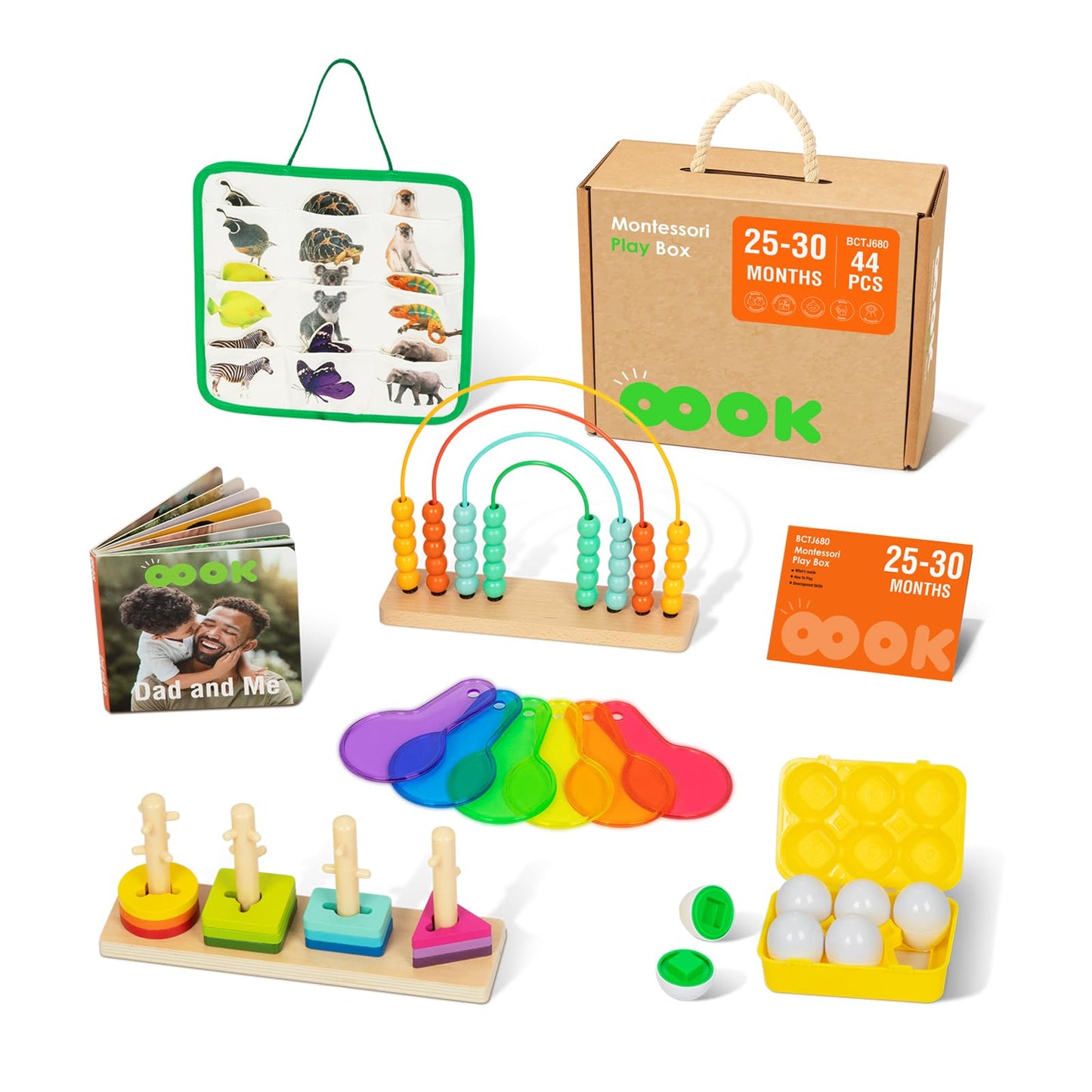 Oook Montessori Toys For 2 Year Old, 7 In 1 Early Educationa Toys With Busy Book, Matching Eggs, Stacking Toys, Abacus For Kids