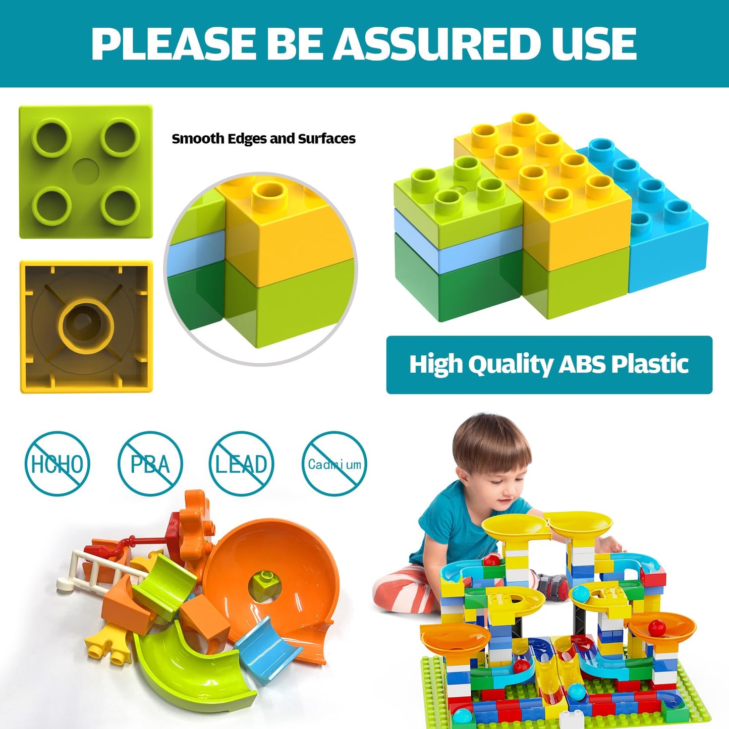 3In1 Marble Runs For Kids 4-8 Building Blocks/246Pcs Classic Big Blocks Toys Set Compatible With Duplo Lego Sets/Marble Maze Rac