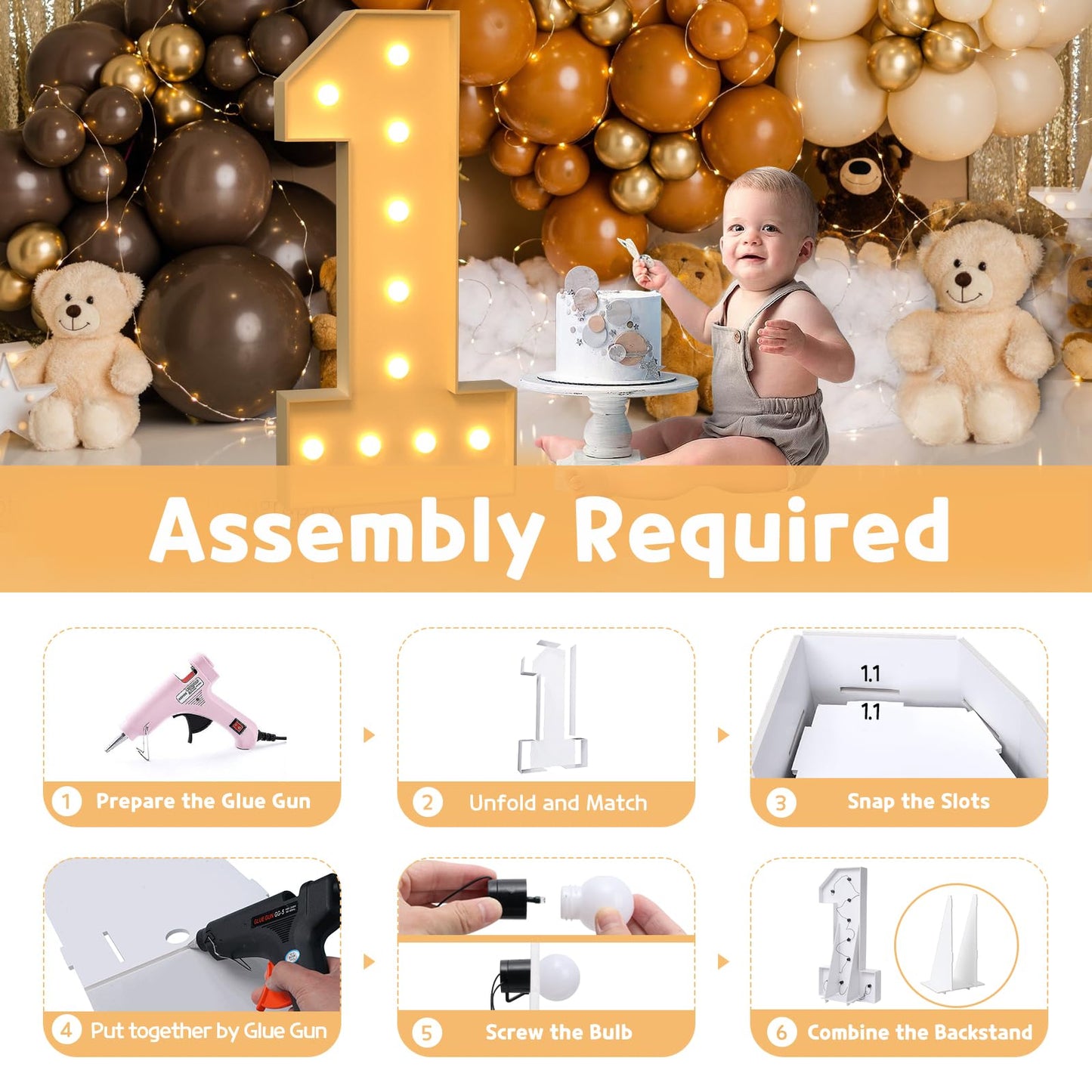 Imprsv 4Ft Marquee Numbers,Diy Light Up Numbers For 1St First Birthday Decorations, Party Party Decorations,Anniversary Party De