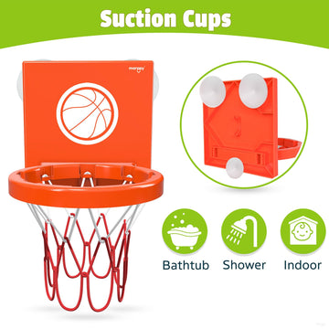 Marppy Bath Toys For Toddlers & Kids – Bathtub Basketball Hoop With 4 Mold-Free Balls, Strong Suction Cup – Fun Bathtub And Shower Toys For Boys & Girls.