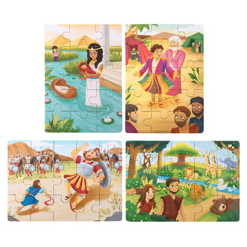 PEYO PALS Bible Puzzles Toddlers 2-4 | 4-in-1 Wooden Jigsaw Puzzles in Box (15 pcs Each) | Christian Gifts for Kids | Preschool