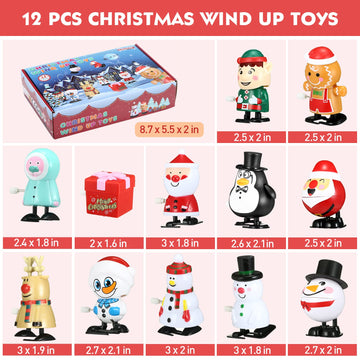 Lihao 12 Pcs Wind Up Toys, Christmas Stocking Stuffers Goody Bag Fillers Party Favors For Kids Xmas Party