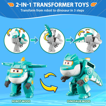 Super Wings Transformer Toys, 2 In Tino Robot Transformer Action Figures, 2-In-1 Mode Robot Transformer Toys For Boys Girls 4-6 6-8, Fun Plane Toys For Boys Toddlers Kids Age 3 4 5 6 7 8