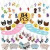 foci cozi 84 Pcs Dog Paw Party Favos Set Toy Pack- Dog Brooch Necklace Keychain Luminous Bracelet Tattoo Sticker Erasers Puppy G