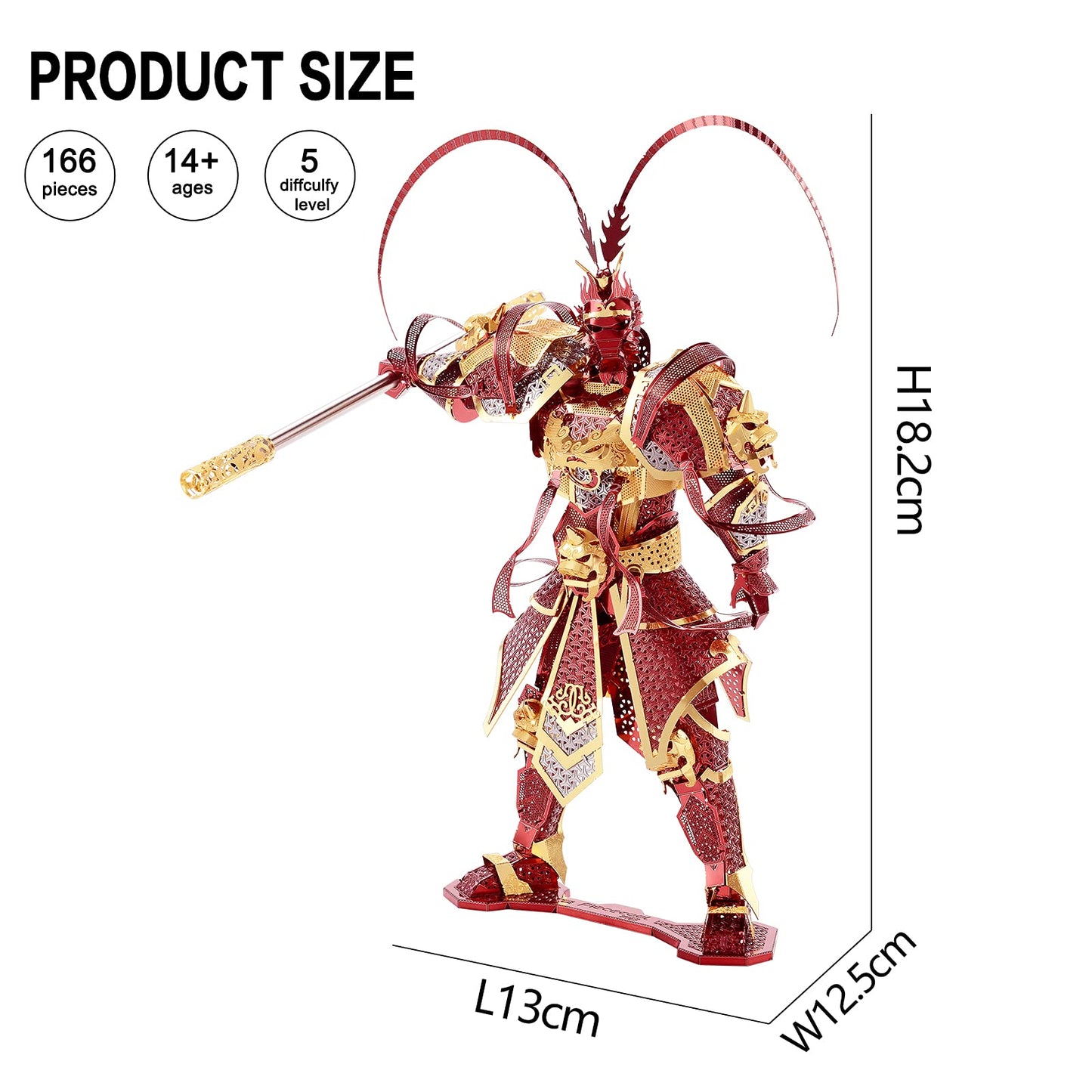 Piececool 3D Metal Puzzles Figure Model Kits, The Monkey King Models Building Kit For Adults, Brain Teaser Diy 3D Metal Model Kits Stress Toys For Teens Students, Great Birthday Gifts, 166 Pcs