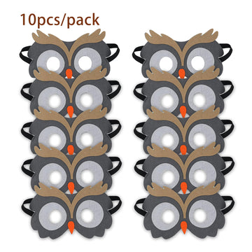 Jtnohx Felt Animal Masks, 10 Pcs Halloween Mask, Animal Costume For Birthday Party Supplies (Owl Mask)