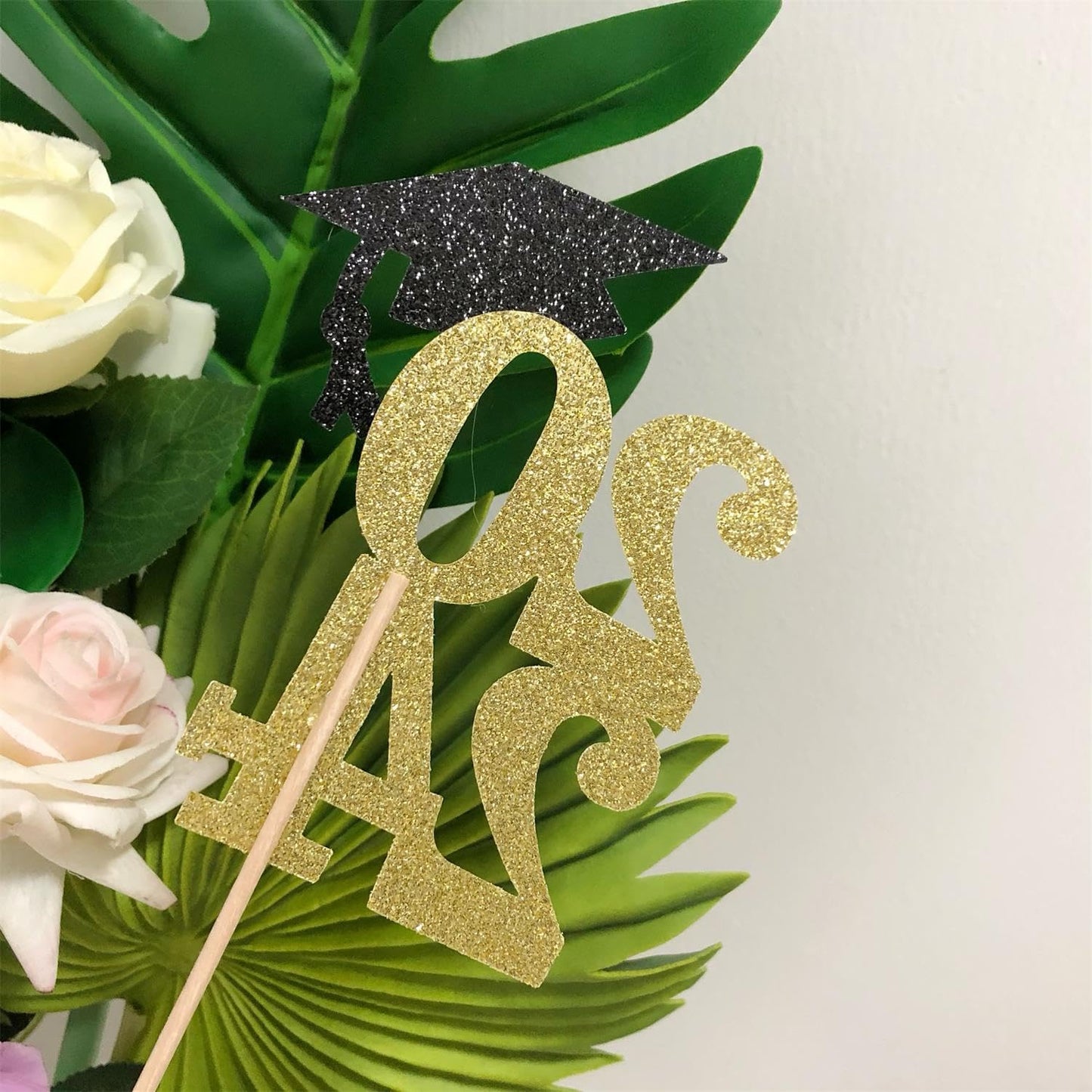 Alissar 10 Pack Glitter Gold Double Sided 2024 Graduation Party Centerpiece Sticks Glitter Table Topper Party Supplies (2024 Car