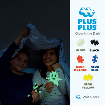 Plus Plus 240 Piece Interlocking Building Blocks For Kids, Open Ended Connecting Toys, Stem Bin Classroom Mini Manipulatives - Glow In Dark Play Tube