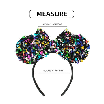 KARETT Mouse Ears Bow Headbands, Sparkle Mouse Ears Headband Glitter Hair Band for Party Princess Decoration Cosplay Costume