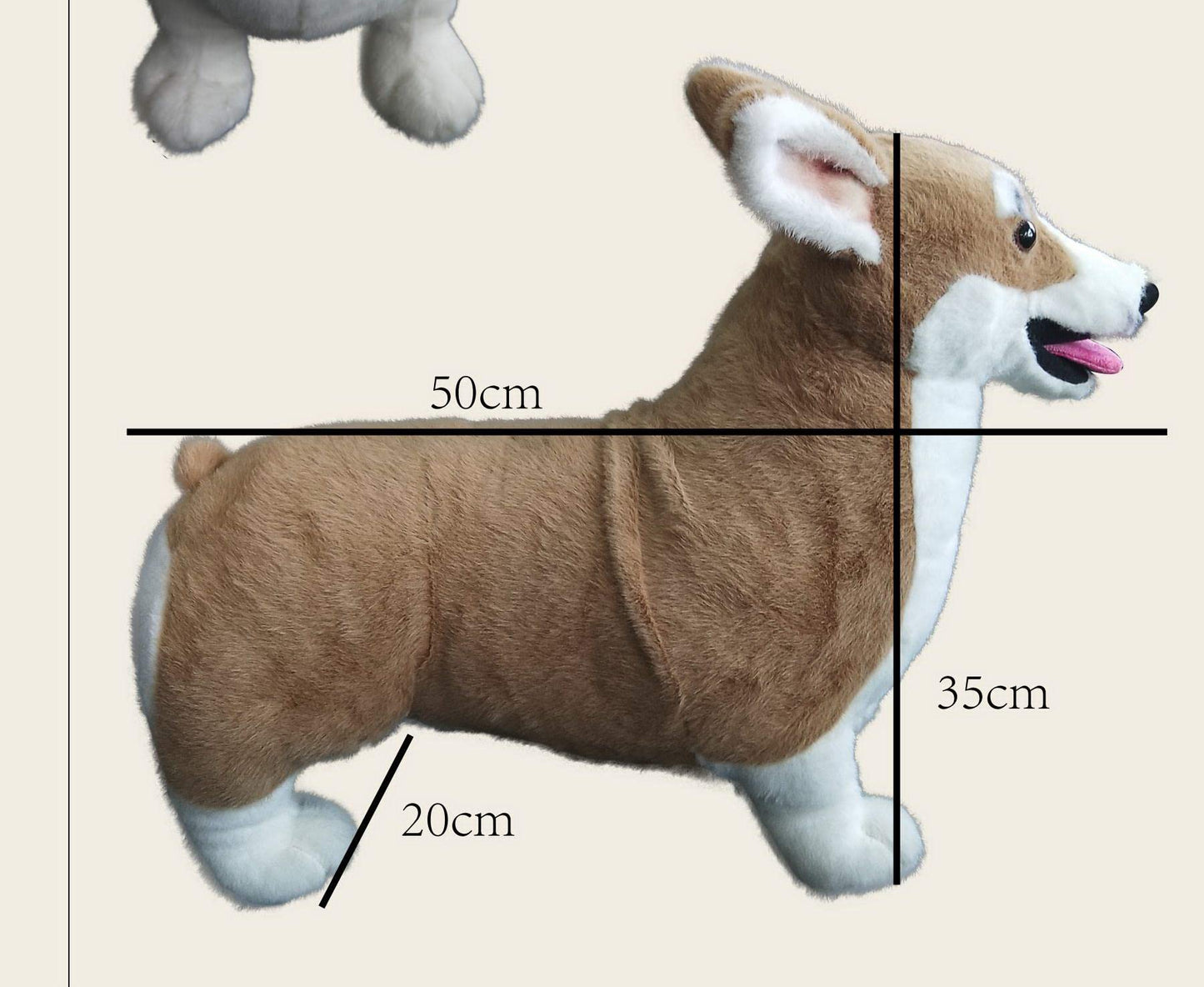 WOKI Corgi Dog Plush Stuffed Animal - Realistic 20" Large Brown Polyester Toy Model 6975330420030