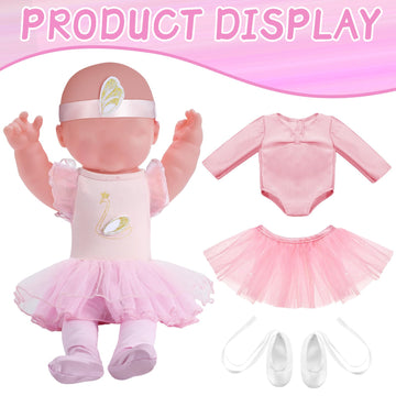 Kajaia 8 Pcs 18 Inch Doll Ballet Ballerina Outfits 18 Inch Doll Clothes and Accessories Ballet Tutu Dance Dress Ballet Shoes Headband Doll Clothes Gifts
