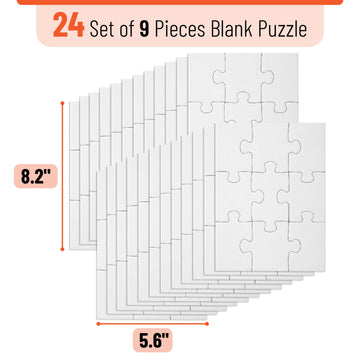 Mr. Pen- Blank Puzzle, 24 Pack, 9 Pieces/Pack, 5.5'' X 4'', White Puzzle, Blank Puzzles To Draw On, All White Puzzle, Blank Puzz