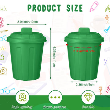 Zubebe 24 Pcs Green Mini Trash Can Mini Toy Garbage Can Small Desktop Trash Bin with Lids for Trash Party Favor Garbage Truck Bi