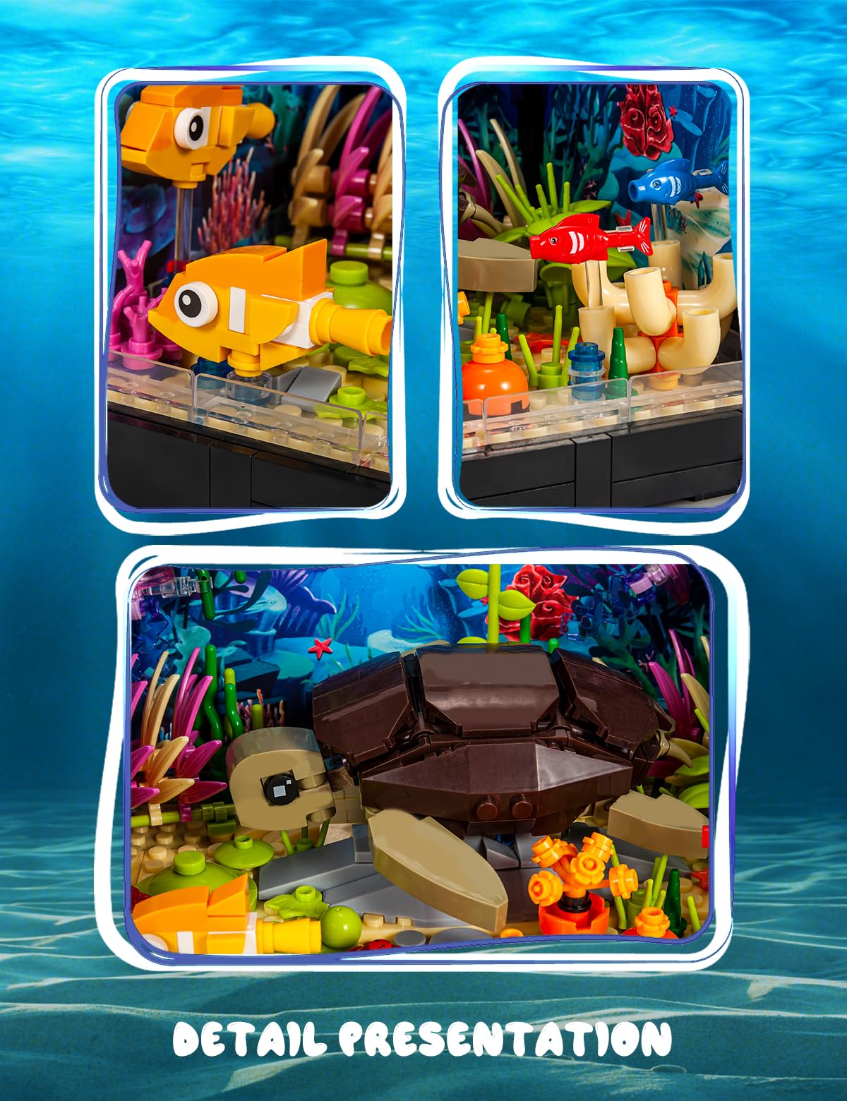 SEMKY Turtle Building Blocks Set, 753 Pieces, LED Lights, Plastic, 9.4" x 5" x 6", Creative Sea Animal Model for Kids and Adults