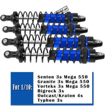 4PCS Front Rear Full Alloy Shocks RC Upgrades Parts for 1/10 Senton Granite Big Rock Vorteks 3s Blx 4X4 Mega 550,for 1/10 Kraton