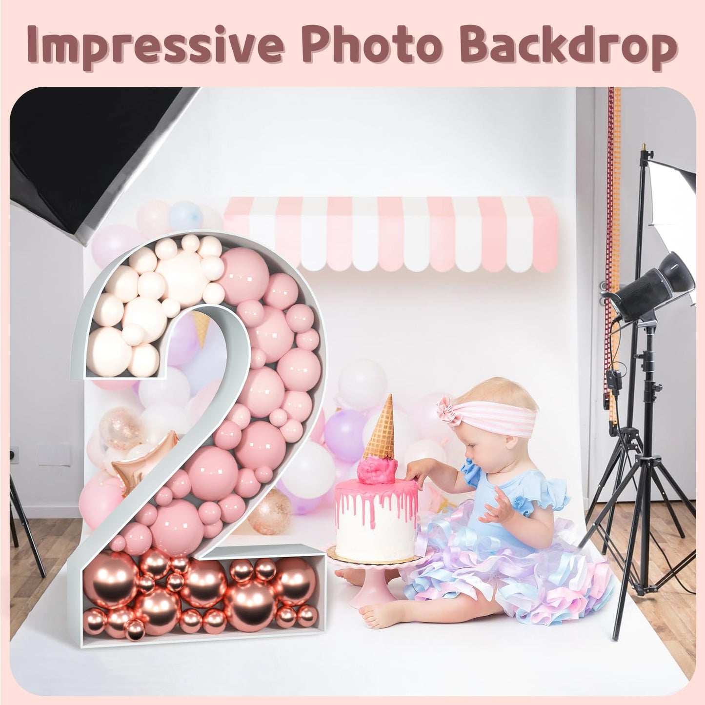 Imprsv 3Ft Mosaic Numbers For Balloons, Marquee Number, Mosaic Number Frame, Number 2 Balloon For Class Of 2023 Decorations, 12T