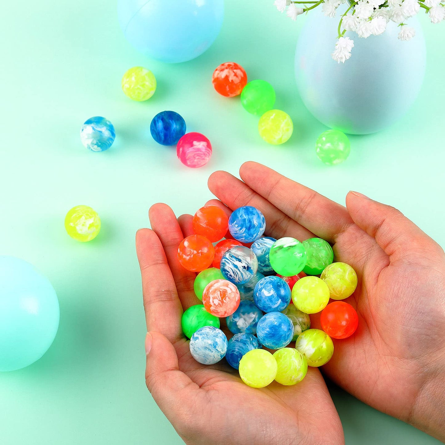 Sumind 100 Pcs Small Bouncy Balls In Bulk Rubber High Bouncing Balls For Birthday Party Favors Gift Game Prizes Vending Machines Fillers Outdoor Activities(0.78 Inch)