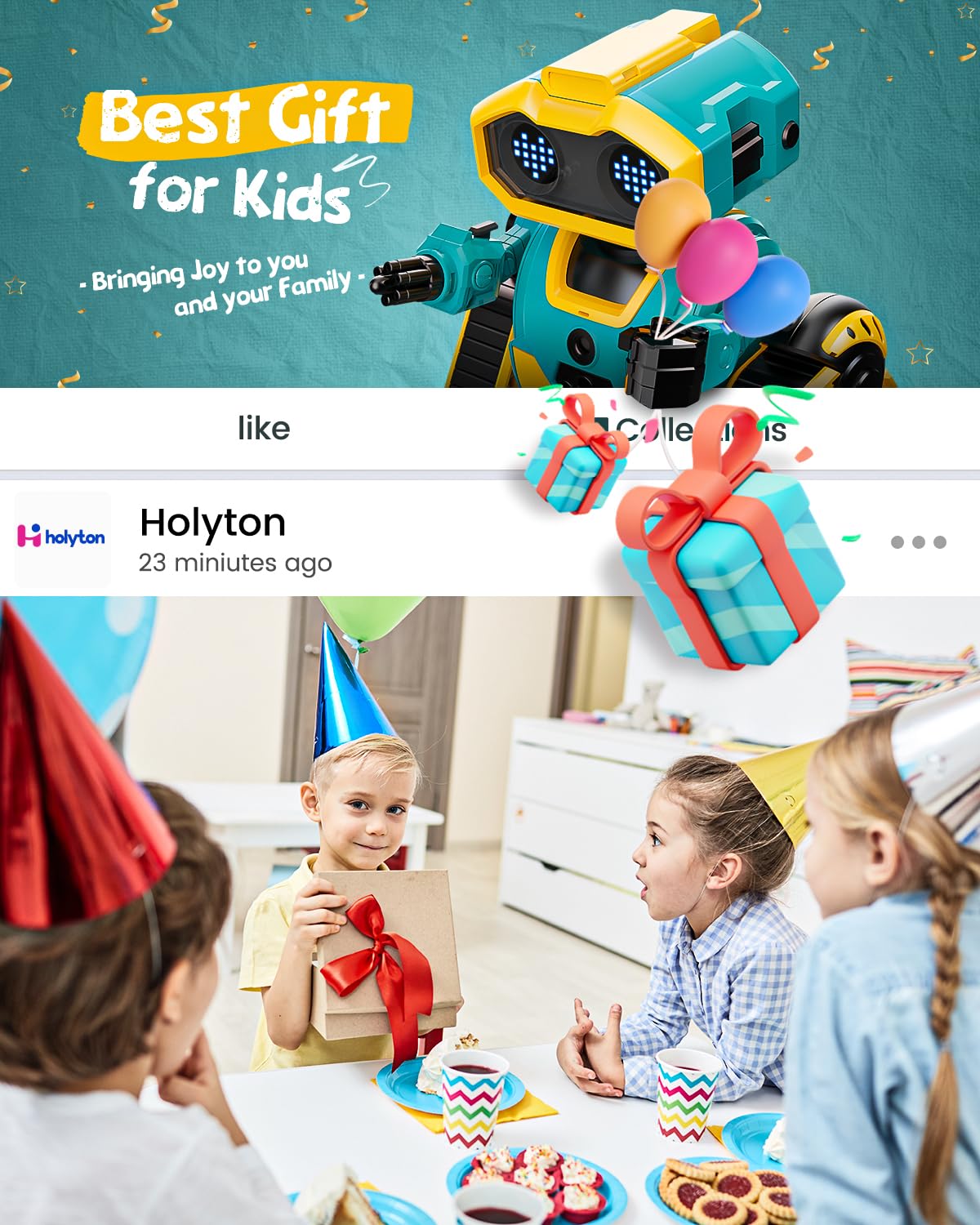 Holyton Robot Toys For Kids, Rechargeable Remote Control Robot With Auto-Demonstration, Dance Moves, Music, And Gesture Sensing –Toy Robot For 3,4,5,6 Year Old Boys K103