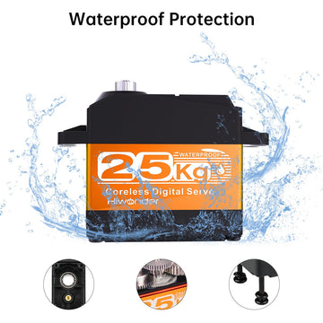 25KG RC Servo High Torque Servo Motors, Waterproof Full Metal Gear Steering Servo for 1/6 1/8 1/10 1/12 RC Car Robot DIY, Corele