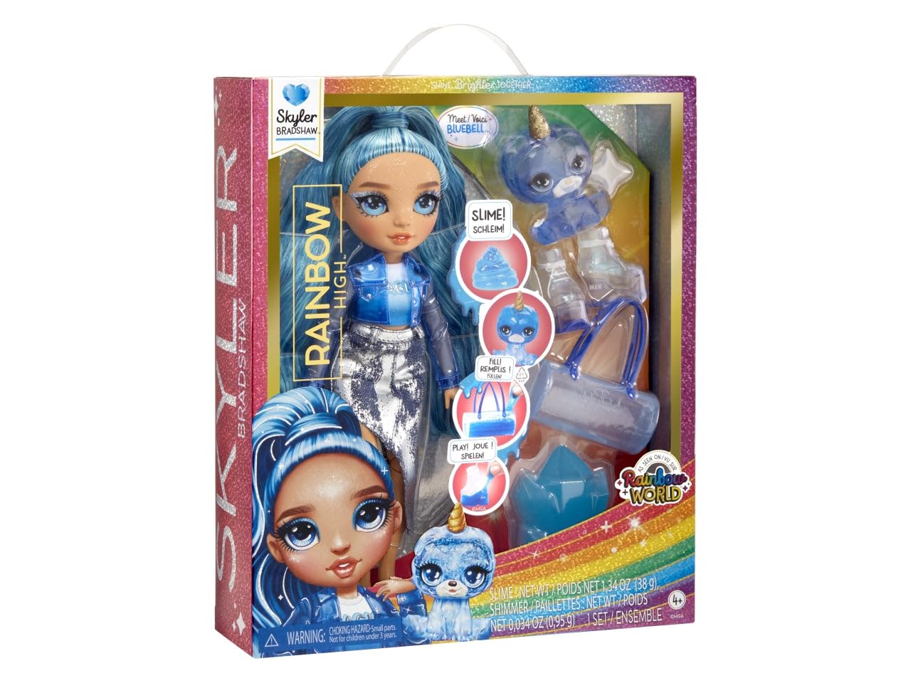 Rainbow High Fashion Doll With Slime & Pet - Skyler (Blue) - 28 Cm Twinkle Doll With Shining Deer, Magic Pet And Fashion Accessories - Children'S Toy - Ages 4-12 Years