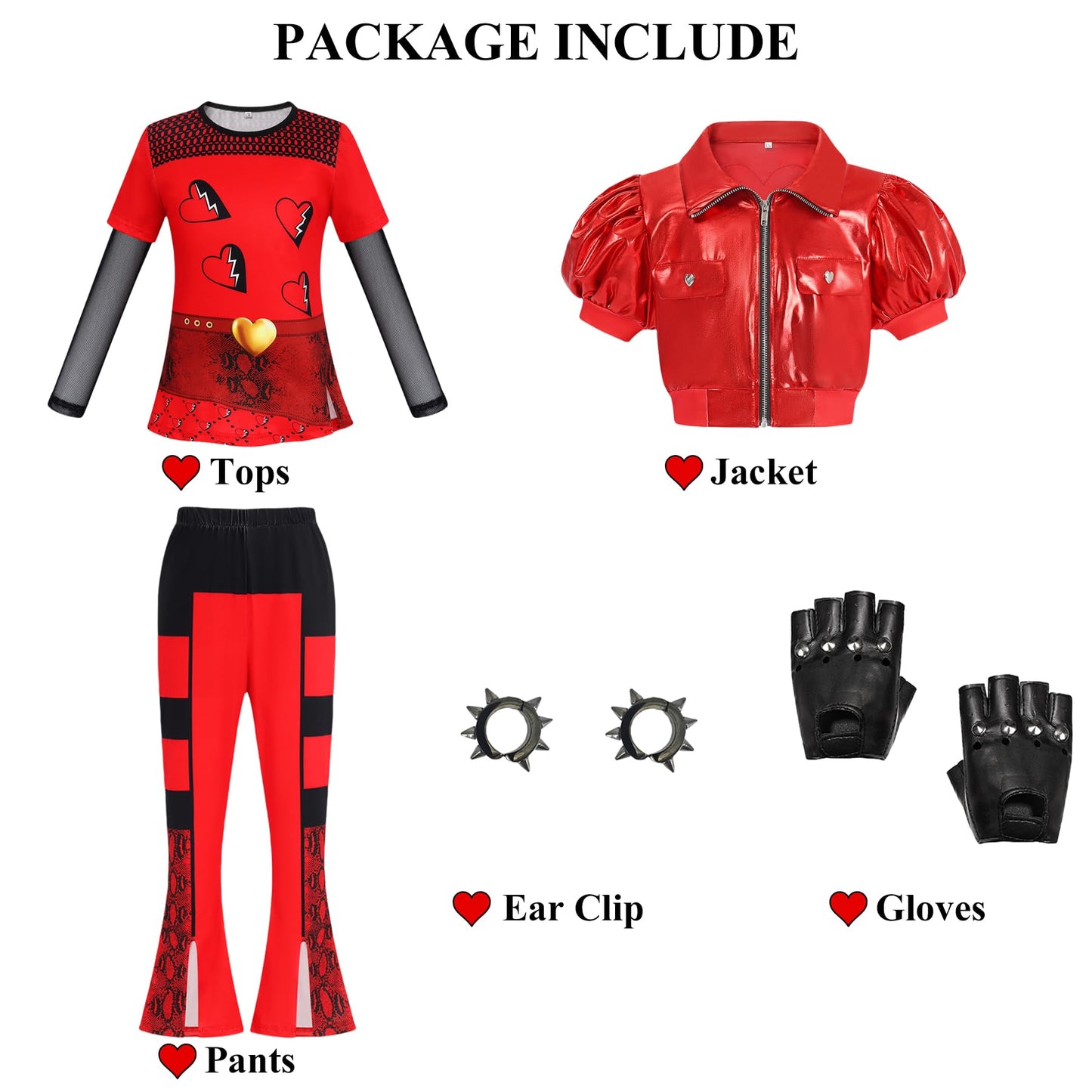 Red Costume Girls Kids Halloween Costume Pricess Red Jacket Shirt Pants Outfits Dress Up Birthday Party Movie Characters Cosplay