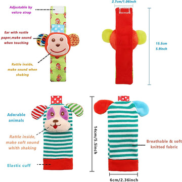 Wrist Rattles Foot Finder Rattle Sock Baby Toy, Rattle Toy, Arm Hand Bracelet Rattle, Feet Leg Ankle Socks, Activity Rattle Pres
