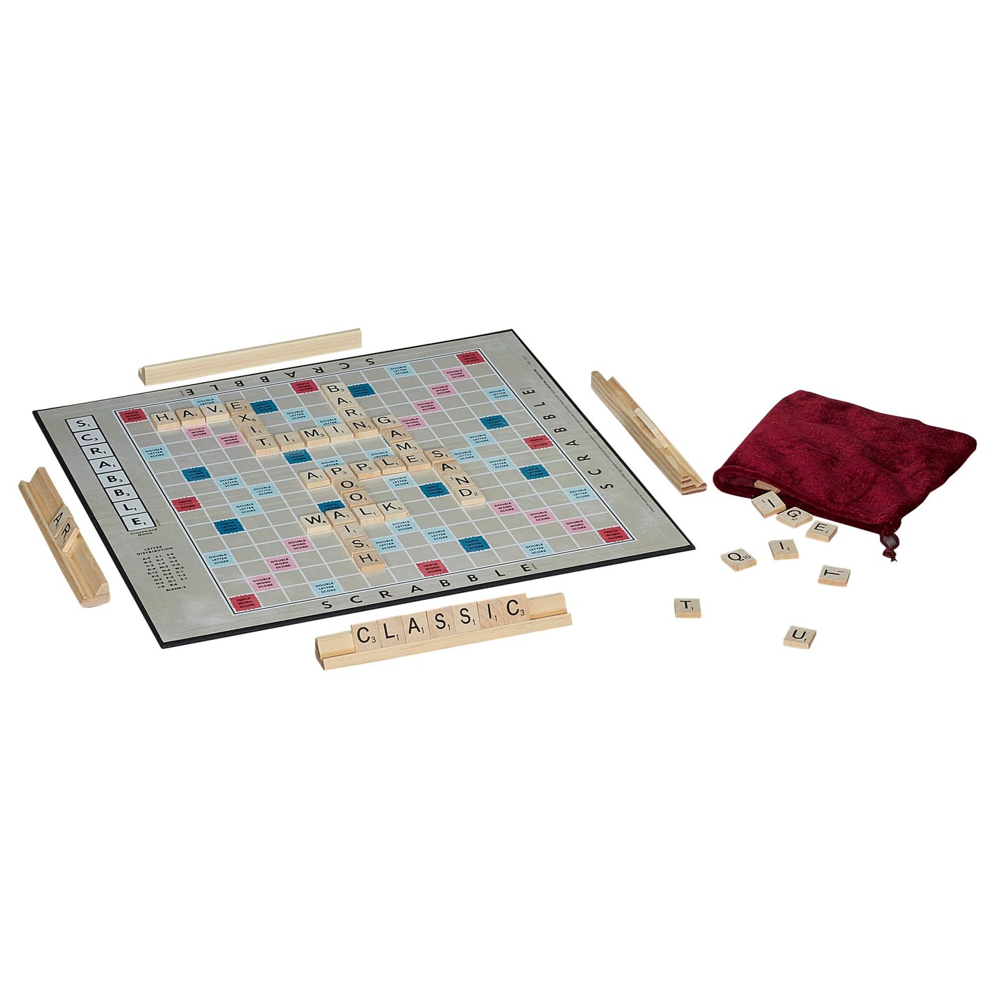 Hasbro Gaming Retro Series Scrabble 1949 Edition Board Game - Brown Wood, Model B2850