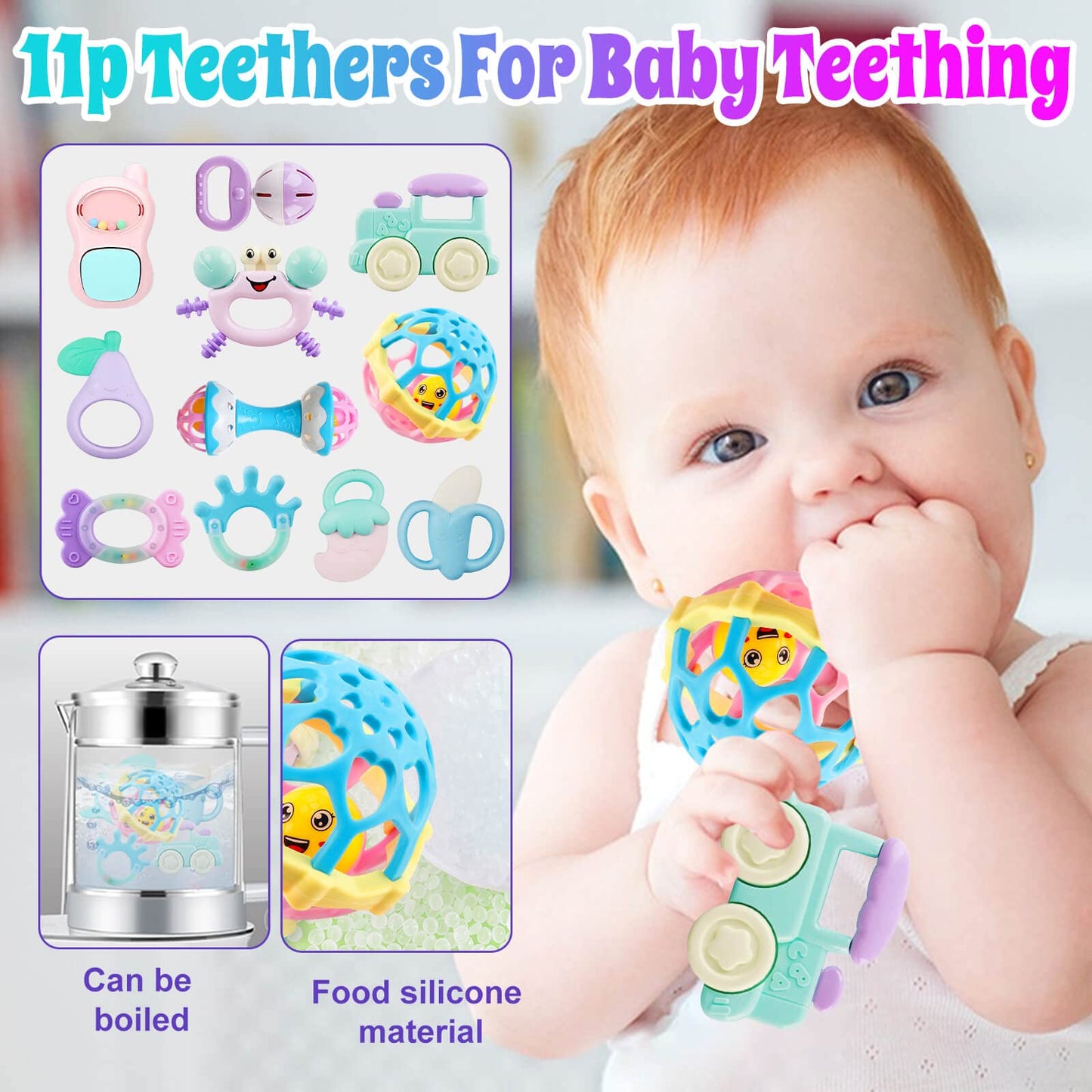 Baby Rattles 0-6 Months: Newborn Infant Rattle Toys - Teething Set With Wrist Socks