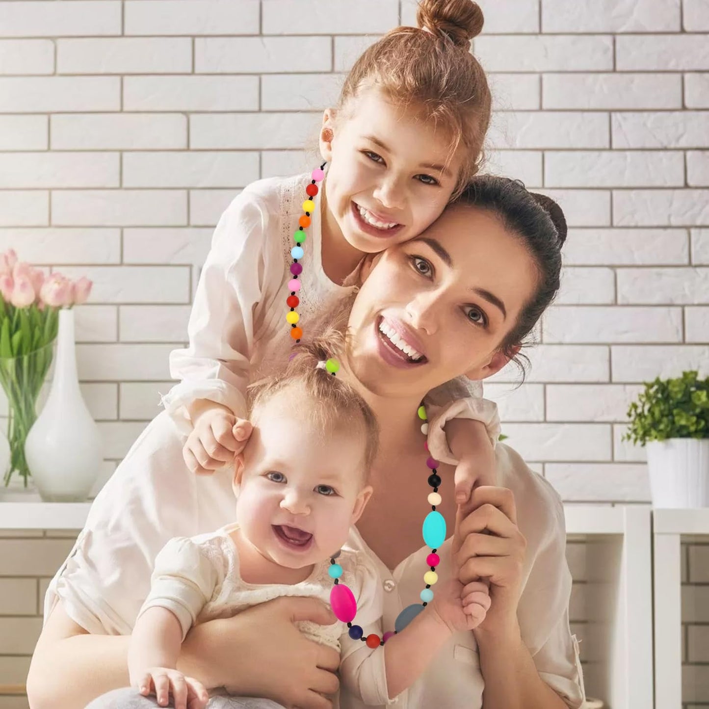 Chew Necklaces For Sensory Kids 2 Pack, Baby Silicone Teething Necklace, Nursing Necklace Breastfeeding Teether Toys, Bpa Free,