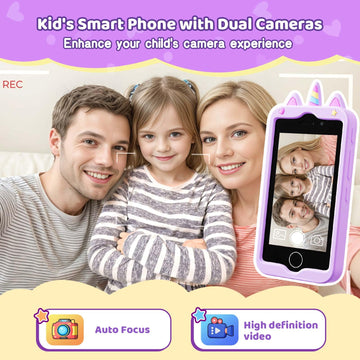Kids Smart Phone for Girls, 4.0'' Touchscreen Learning Music Puzzle-games Toddler Phone for Kids Ages 3-9, Dual Camera,Built-in